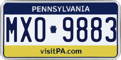 PA license plate MXO9883