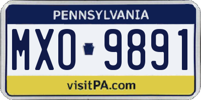 PA license plate MXO9891