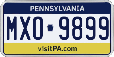 PA license plate MXO9899
