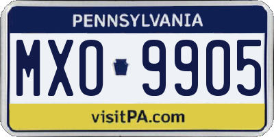 PA license plate MXO9905