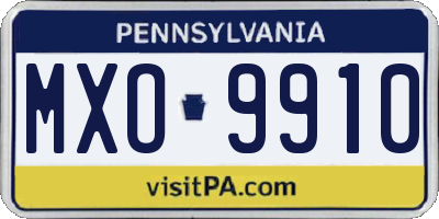 PA license plate MXO9910