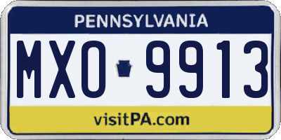 PA license plate MXO9913