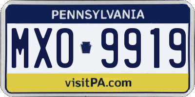 PA license plate MXO9919