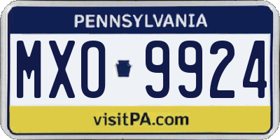 PA license plate MXO9924