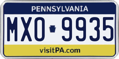 PA license plate MXO9935