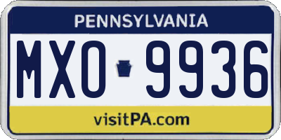 PA license plate MXO9936