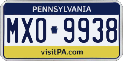 PA license plate MXO9938