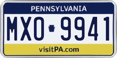 PA license plate MXO9941