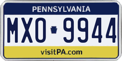 PA license plate MXO9944