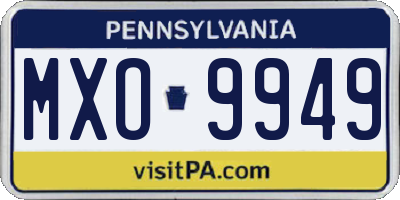 PA license plate MXO9949