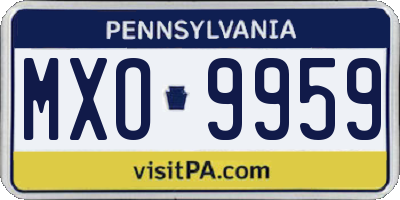 PA license plate MXO9959