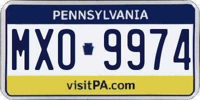 PA license plate MXO9974