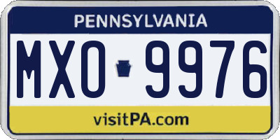 PA license plate MXO9976