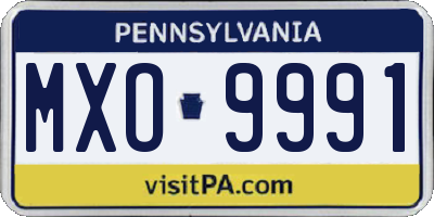 PA license plate MXO9991