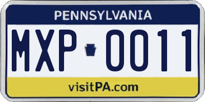 PA license plate MXP0011