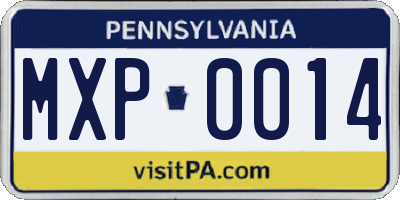 PA license plate MXP0014