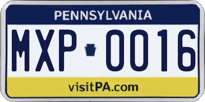 PA license plate MXP0016