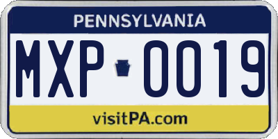 PA license plate MXP0019
