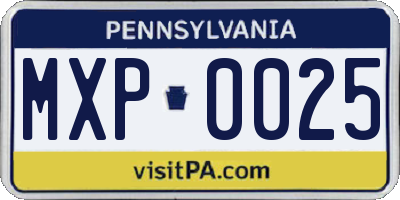 PA license plate MXP0025