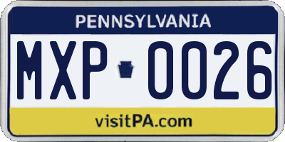 PA license plate MXP0026