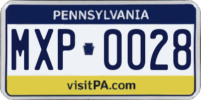 PA license plate MXP0028