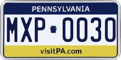 PA license plate MXP0030