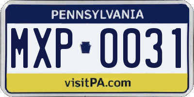 PA license plate MXP0031