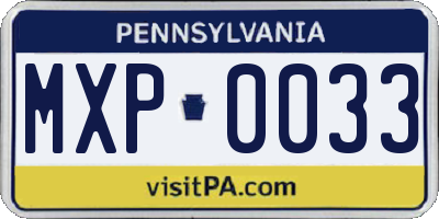 PA license plate MXP0033