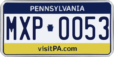 PA license plate MXP0053