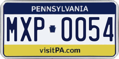 PA license plate MXP0054