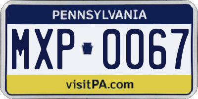 PA license plate MXP0067