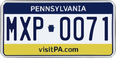 PA license plate MXP0071