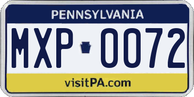PA license plate MXP0072