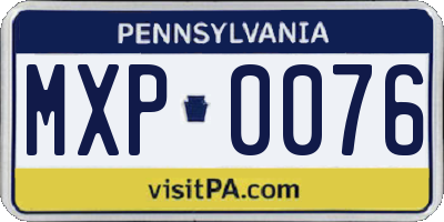 PA license plate MXP0076