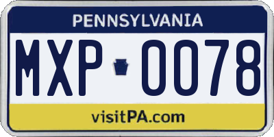 PA license plate MXP0078