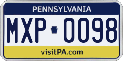 PA license plate MXP0098