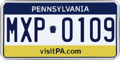 PA license plate MXP0109