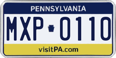 PA license plate MXP0110