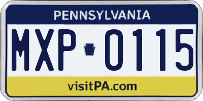 PA license plate MXP0115