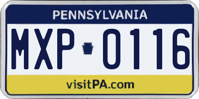 PA license plate MXP0116