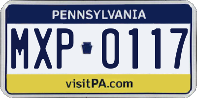 PA license plate MXP0117