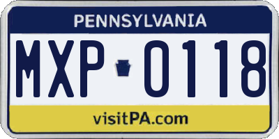PA license plate MXP0118