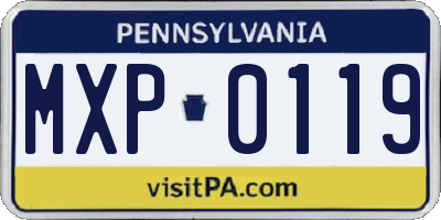 PA license plate MXP0119