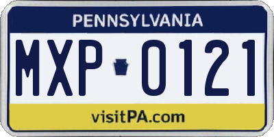 PA license plate MXP0121