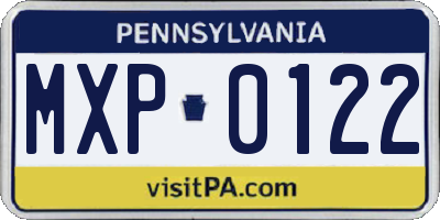 PA license plate MXP0122