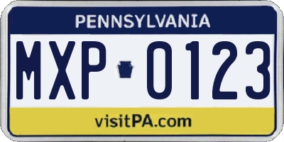 PA license plate MXP0123