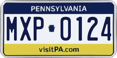 PA license plate MXP0124
