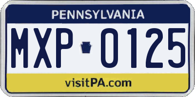 PA license plate MXP0125