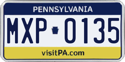 PA license plate MXP0135