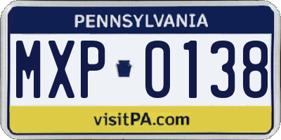 PA license plate MXP0138